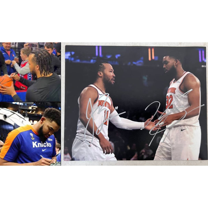 New York Knicks Jalen Brunson Karl Anthony Towns  8x10 photo signed with proof.