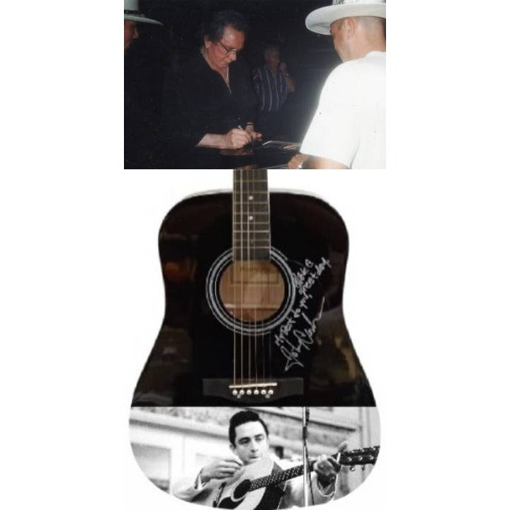 Johnny C@sh "The Man in Black" full size acoustic guitar signed with proof and inscription