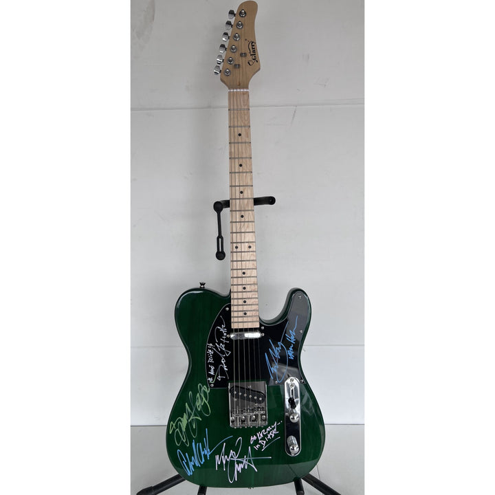 Van Halen green telecaster electric guitar Eddie & Alex Van Halen, Michael Anthony, David Lee Roth Sammy Hagar signed with proof.
