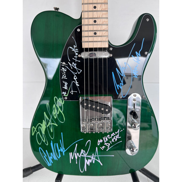 Van Halen green telecaster electric guitar Eddie & Alex Van Halen, Michael Anthony, David Lee Roth Sammy Hagar signed with proof.