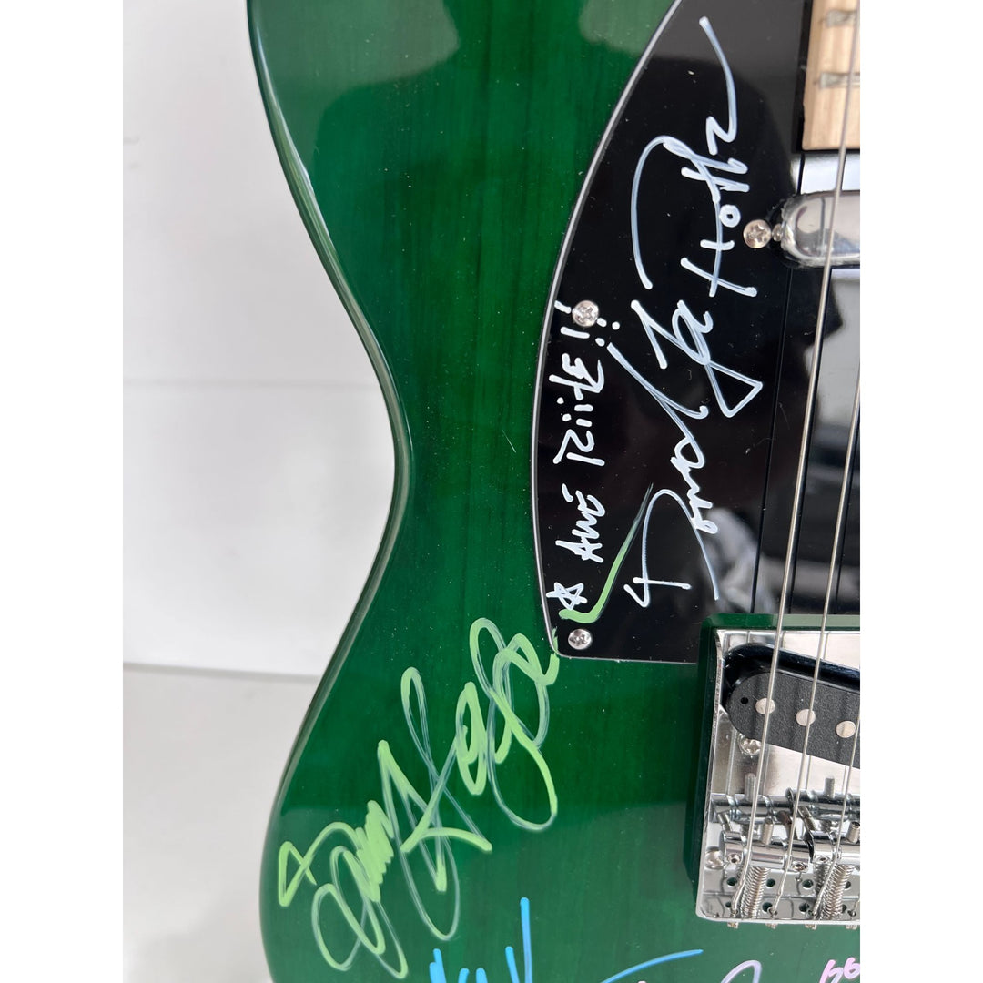 Van Halen green telecaster electric guitar Eddie & Alex Van Halen, Michael Anthony, David Lee Roth Sammy Hagar signed with proof.