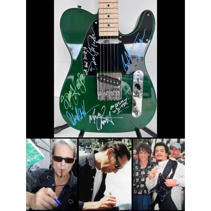 Van Halen green telecaster electric guitar Eddie & Alex Van Halen, Michael Anthony, David Lee Roth Sammy Hagar signed with proof.