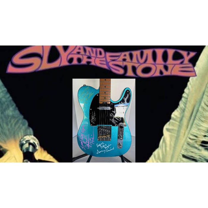 Sly and The Family Stone Sly Stone Freddie Stone Larry Graham Cynthia Robinson Gregg Errico Jerry Martin telecaster electric guitar signed