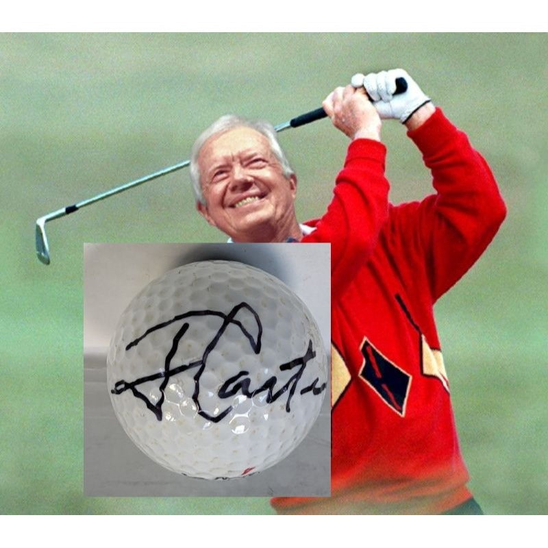 Jimmy Carter (39) vintage golf ball signed with proof and free display case