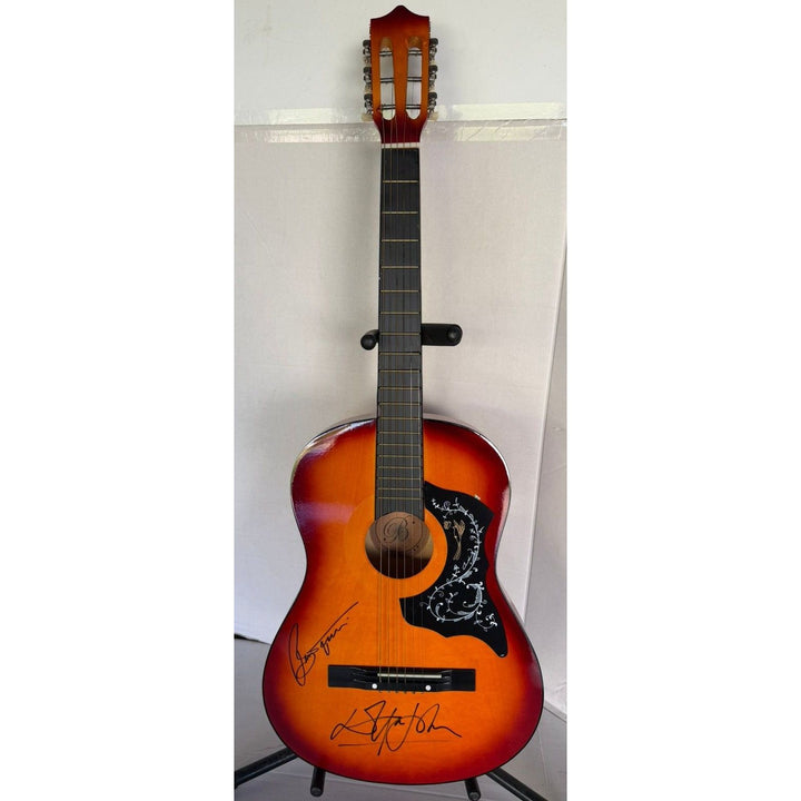 Bernie Taupin and Elton John vintage acoustic guitar signed with proof