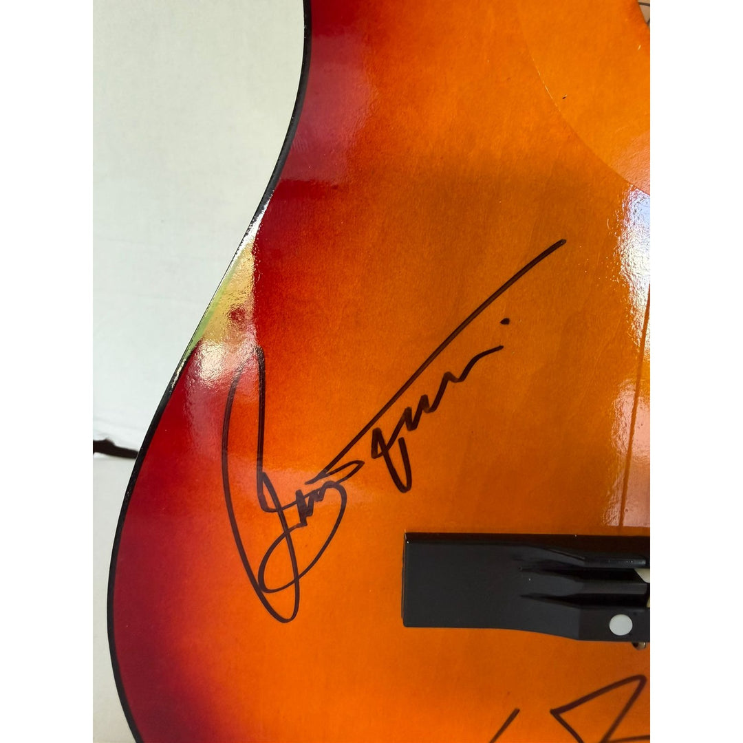 Bernie Taupin and Elton John vintage acoustic guitar signed with proof