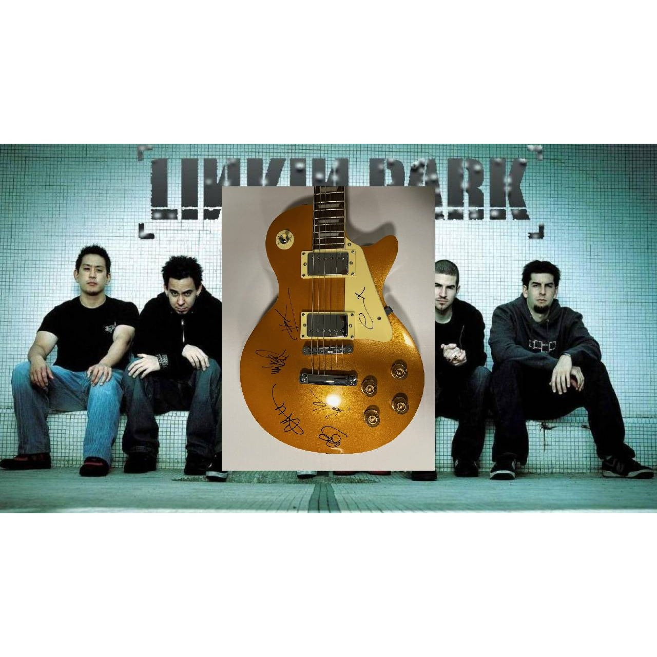 Chester Bennington Linkin Park band full size Les Paul