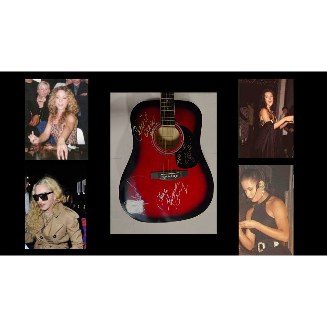 Selena Quintanilla -Perez "The Queen of Tejano Music", Madonna, Mariah Carey, Celine Dion full size acoustic guitar signed with proof 1995.