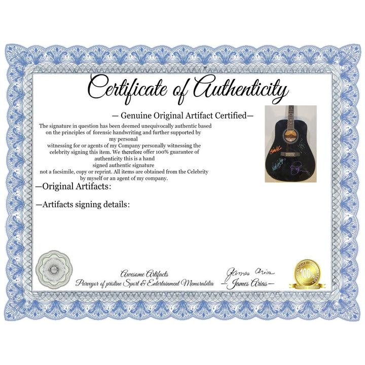 Duran Duran Simon Le Bon Nick Rhodes John and Andy Taylor full size acoustic guitar signed with proof.