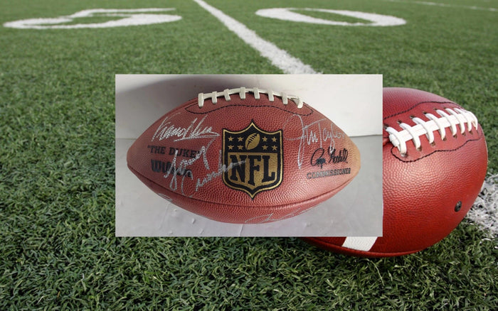 Jim Brown Franco Harris Gale Sayers Tony Dorsett Emmitt Smith Earl Campbell Barry Sanders NFL game leather Rodger Goodell football signed