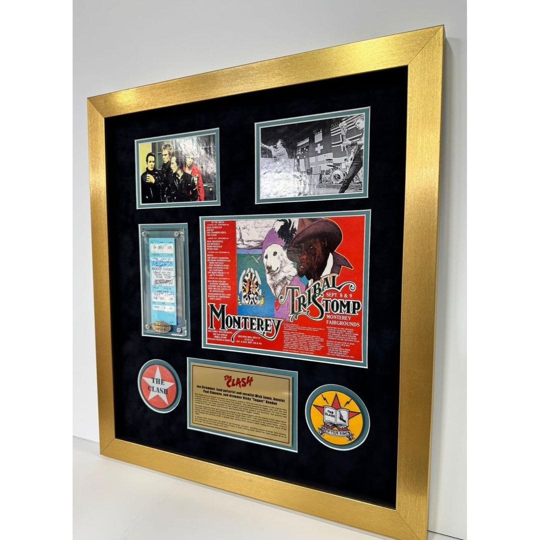 Joe Strummer Mick Jones Topper Headon Paul Simonon The Clash original ticket signed and framed with proof