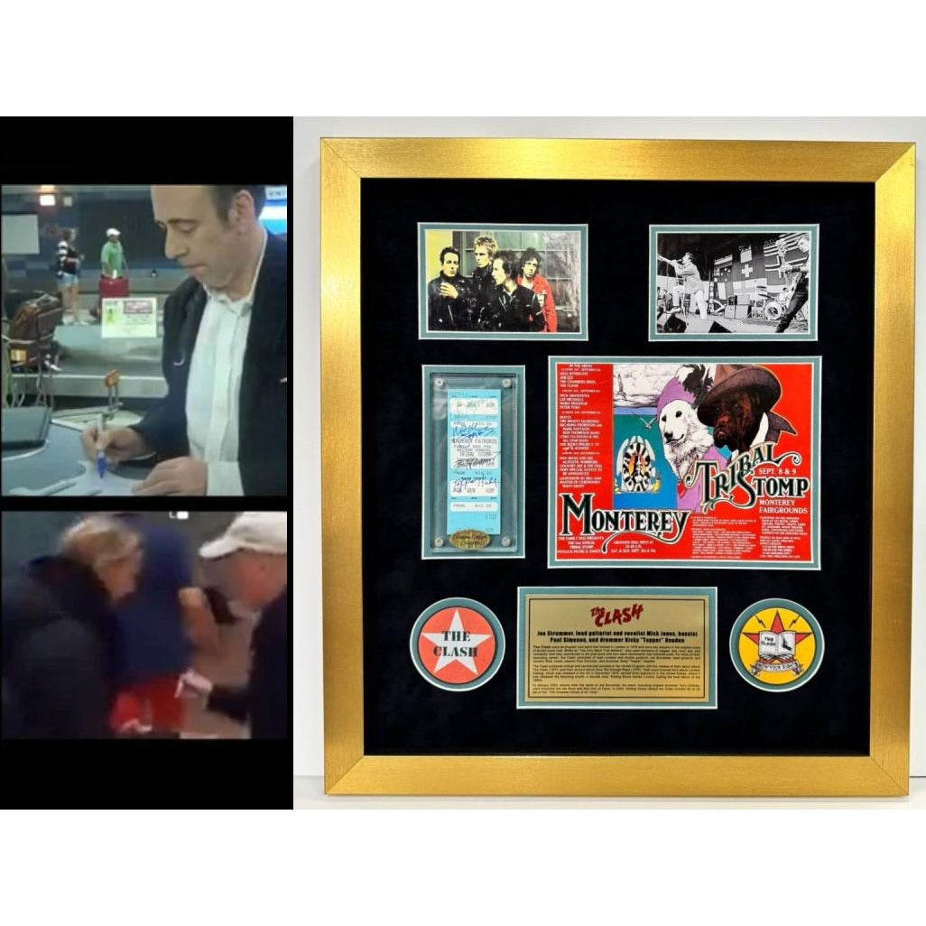 Joe Strummer Mick Jones Topper Headon Paul Simonon The Clash original ticket signed and framed with proof