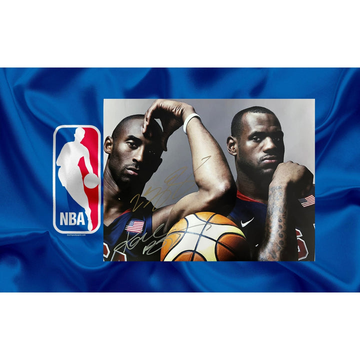 Kobe Bryant and LeBron James 11x14 photo Team USA signed with proof.