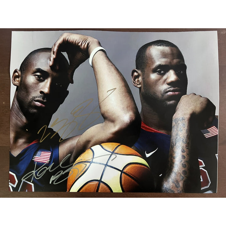 Kobe Bryant and LeBron James 11x14 photo Team USA signed with proof.