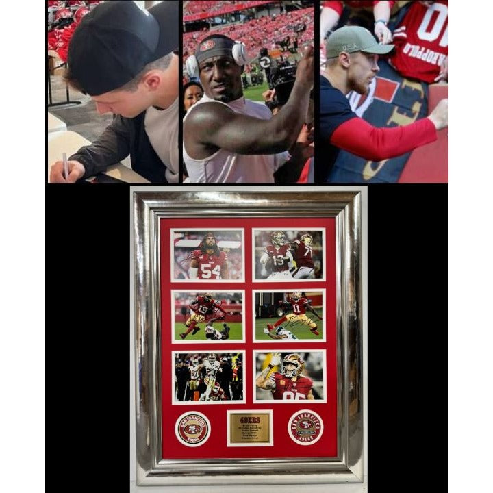 Christian McCaffrey Deebo Samuel Brock Purdy San Francisco 49ers 5x7 photos in museum quality frame 22x28 signed with proof