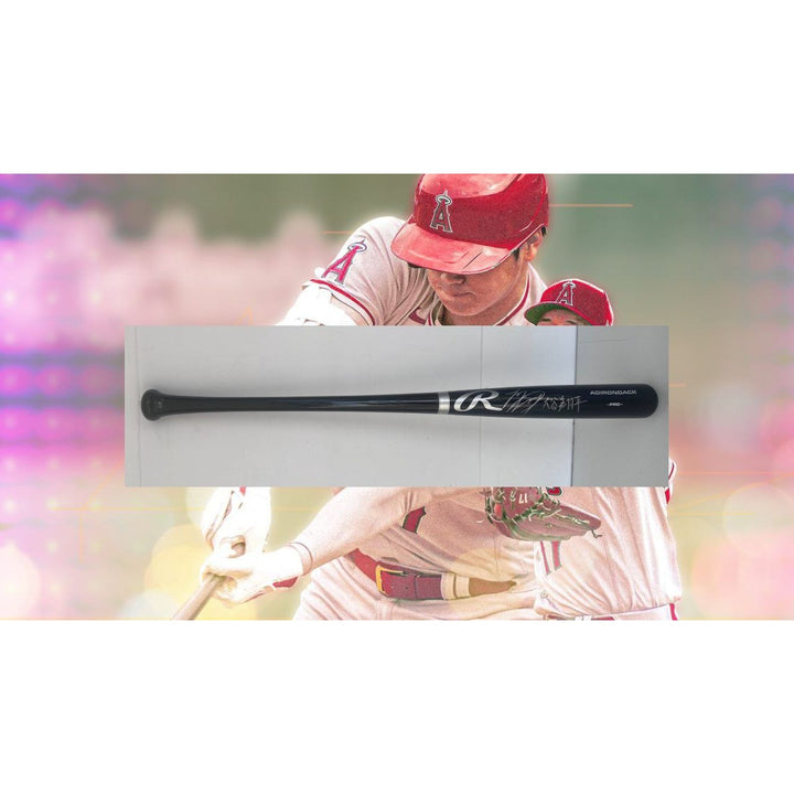 Shohei Ohtani 2018 (rookie season) MLB Rawlings Adirondak bat signed English and Japanese with proof.