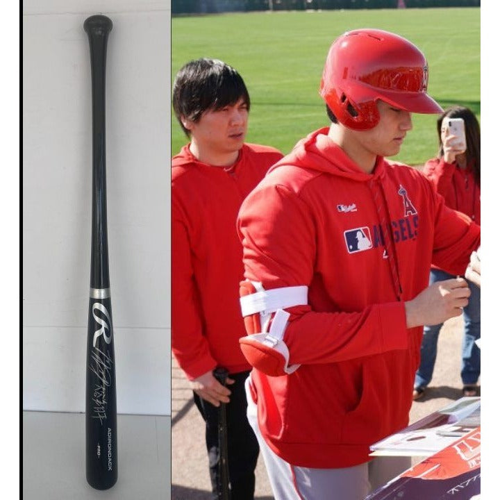 Shohei Ohtani 2018 (rookie season) MLB Rawlings Adirondak bat signed English and Japanese with proof.