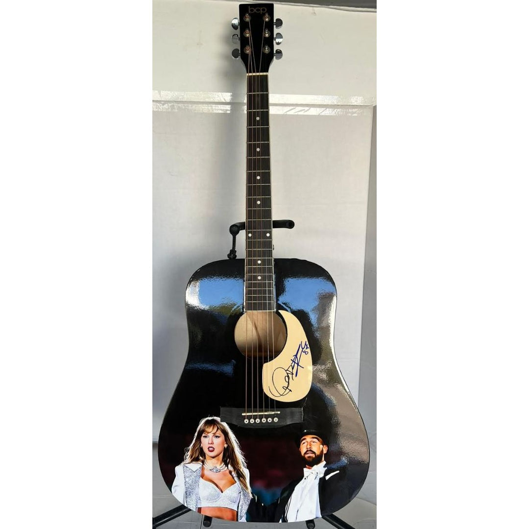 Taylor Swift and Travis Kelce full size acoustic guitar signed with proof