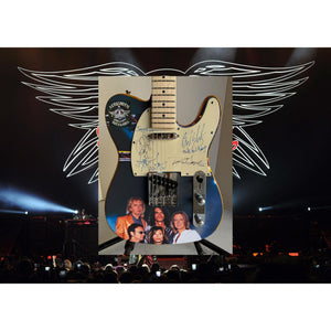 Aerosmith Steven Tyler Joe Perry Joey Kramer Brad Whitford butterscoth one of a kind telecaster electric guitar signed with proof