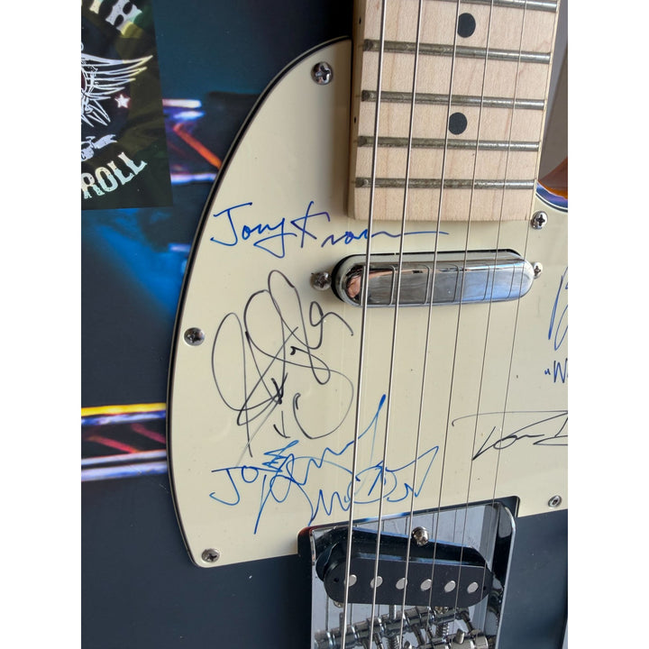 Aerosmith Steven Tyler Joe Perry Joey Kramer Brad Whitford butterscoth one of a kind telecaster electric guitar signed with proof.