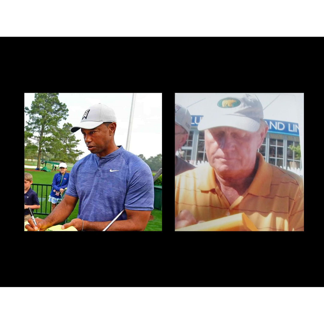 Jack Nicklaus & Tiger Woods Masters golf tournament embroidered golf pin flag signed with proof