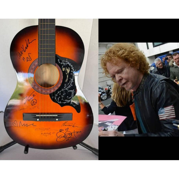 Mick Hucknall Gary Sanctuary Ian Kirkham Kenji Suzuki Kevin Robinson Mick Hucknall Pete Lewinson Simply Red vintage acoustic guitar signed