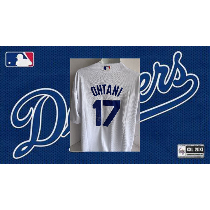 shohei ohtani Los Angeles Dodgers nike jersey signed with proof.