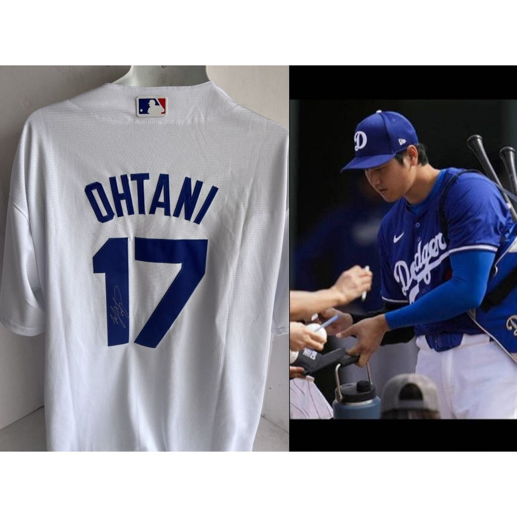 shohei ohtani Los Angeles Dodgers nike jersey signed with proof.