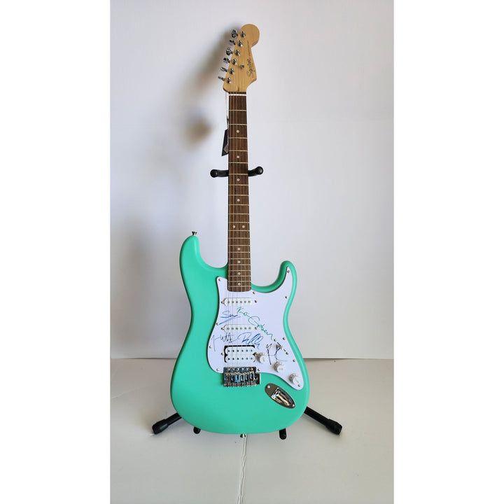 Def Leppard Phil Collen, Vivian Campbell, Joe Elliott, Rick Savage, Rick Allen Fender Stratocaster electric guitar signed with proof