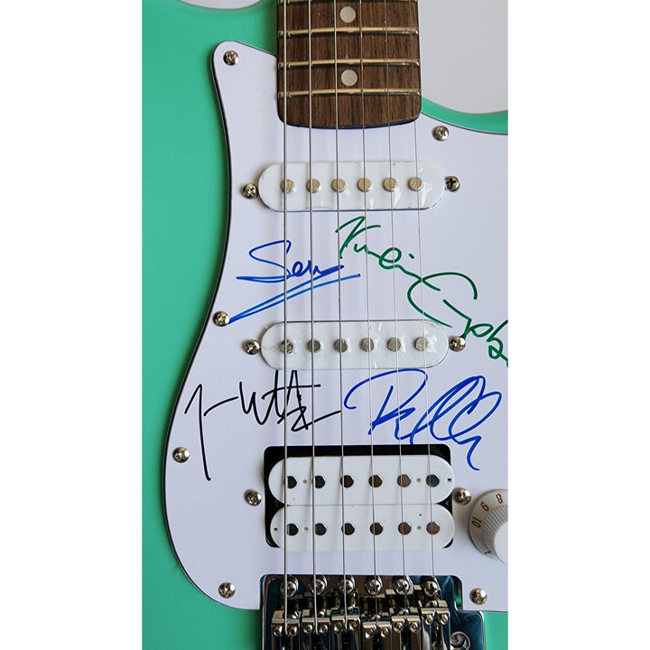 Def Leppard Phil Collen, Vivian Campbell, Joe Elliott, Rick Savage, Rick Allen Fender Stratocaster electric guitar signed with proof