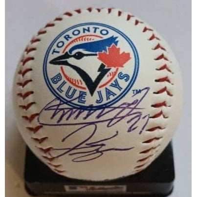 George Springer and Vladimir Guerrero Jr. Toronto Blue Jays Rawlings MLB baseball signed with proof