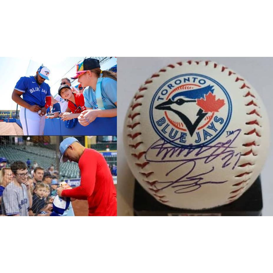 George Springer and Vladimir Guerrero Jr. Toronto Blue Jays Rawlings MLB baseball signed with proof