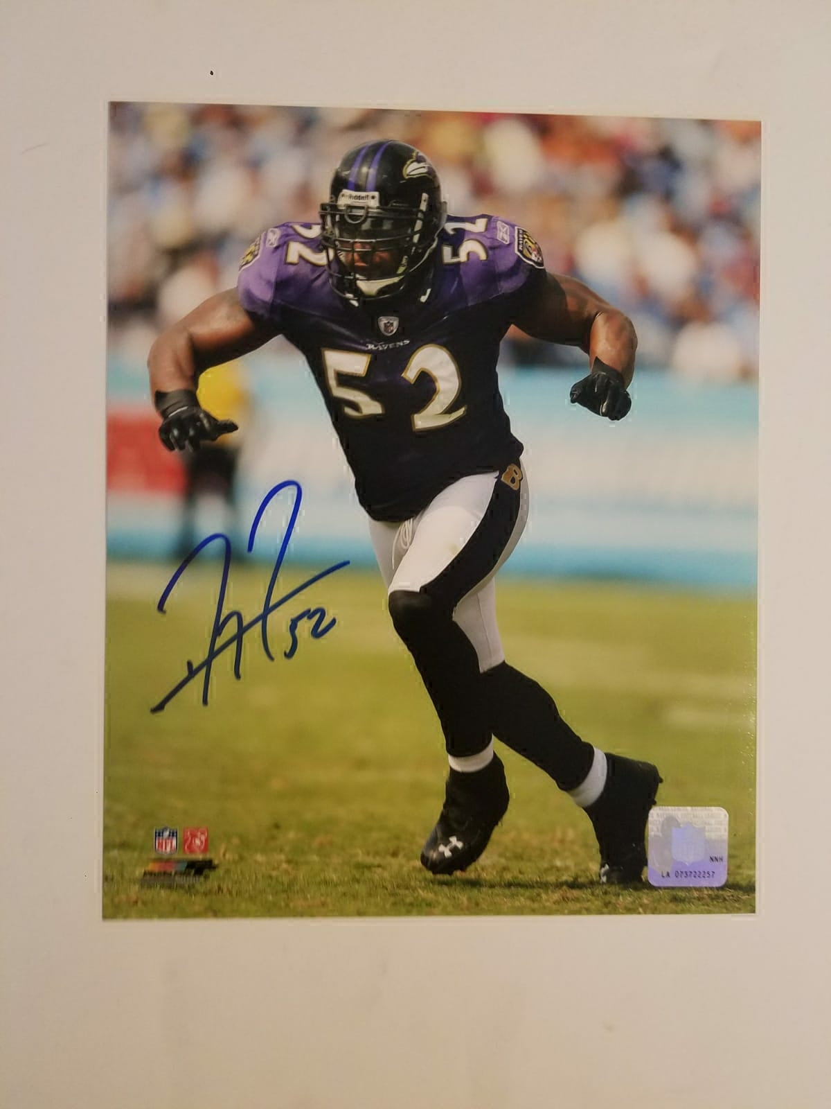 Ray Lewis Baltimore Ravens 8x10 signed with proof