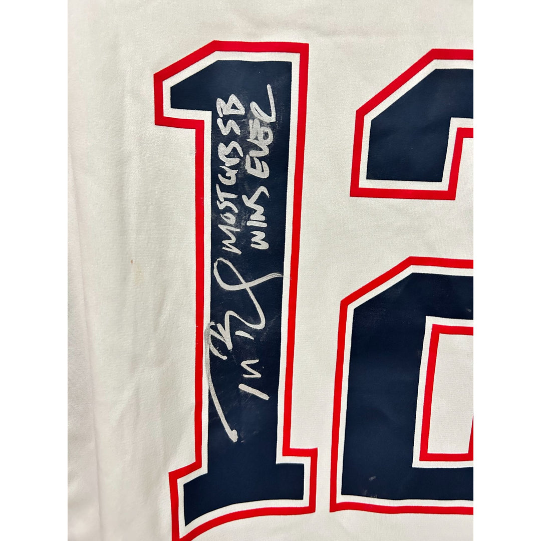 Tom Brady New England Patriots Nike size L signed with inscription & proof