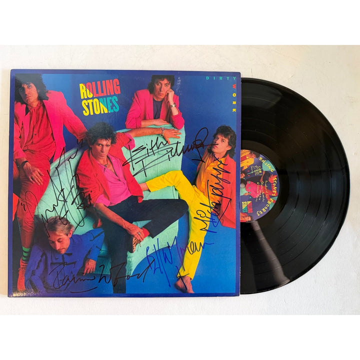 Rolling Stones " Dirty Work" original lp signed with proof Mick Jagger, Keith Richards, Bill Wyman, Charlie Watts