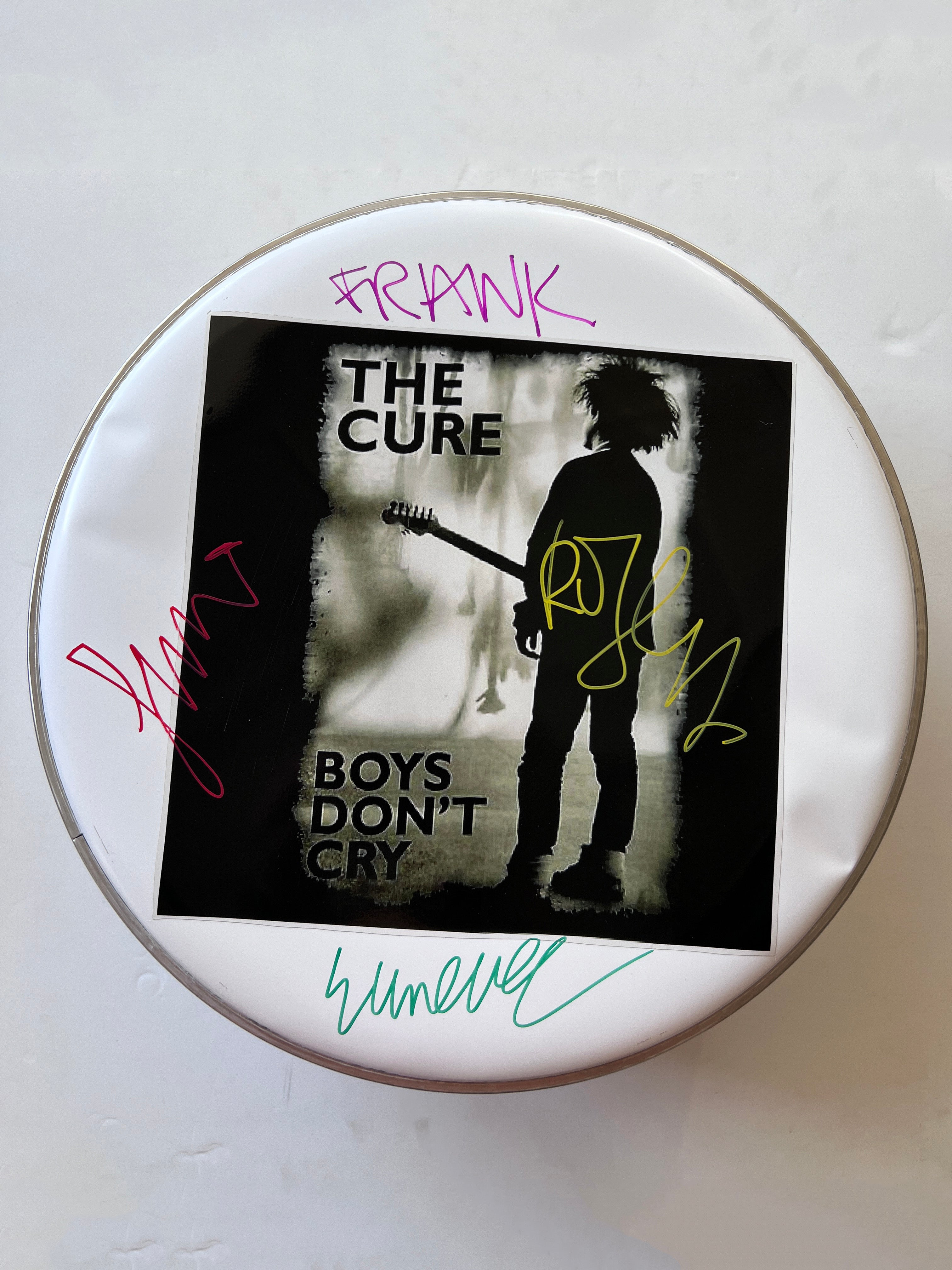 Robert Smith and The Cure one-of-a-kind drumhead signed with proof