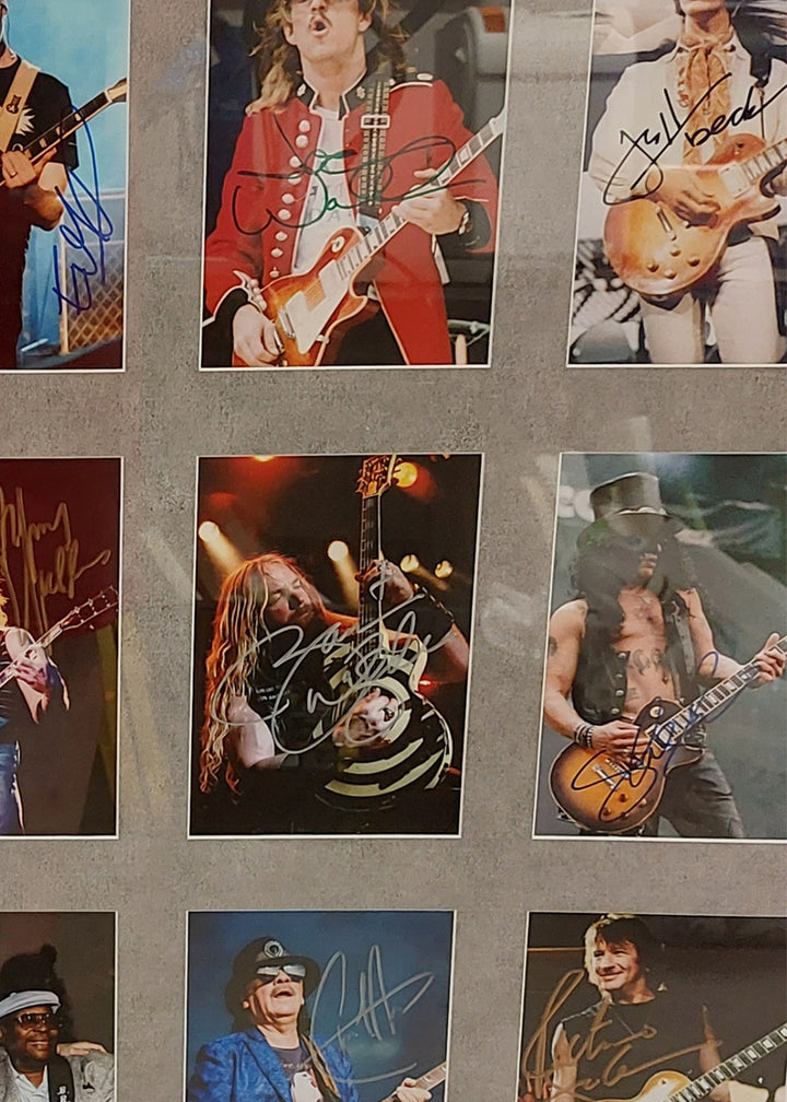 20 Rock n Roll guitar greats Keith Richards, Carlos Santana, Jeff Beck, Jimmy Page 32x45 framed and signed with proof