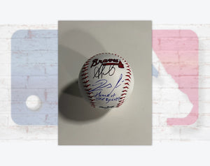 Ronald Acuna Jr., Ozzie Albies Atlanta Braves Rawlings MLB Baseball signed with proof & free acrylic display case