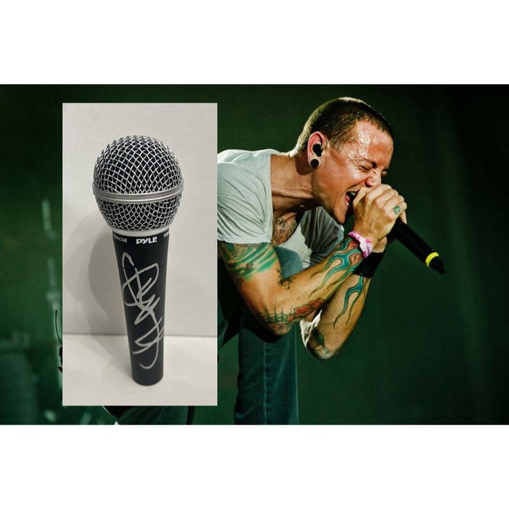 Chester Bennington signed microphone with proof
