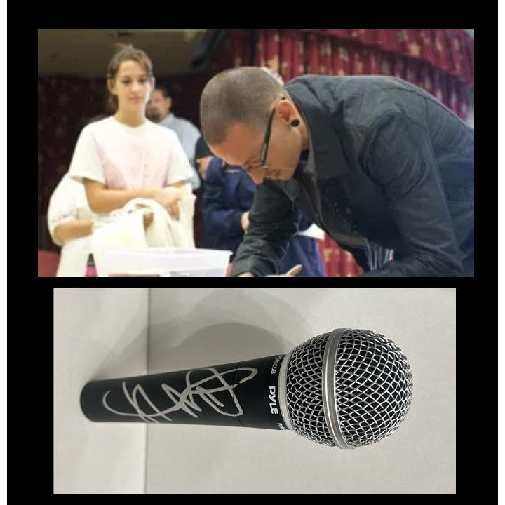 Chester Bennington signed microphone with proof