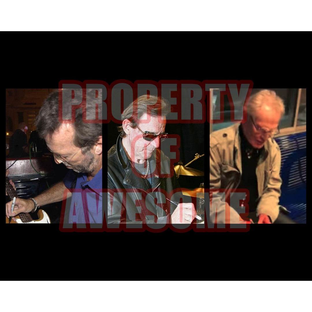 Cream, Eric Clapton, Ginger Baker, Jack Bruce, authentic Fender Stratocaster electric guitar signed with proof