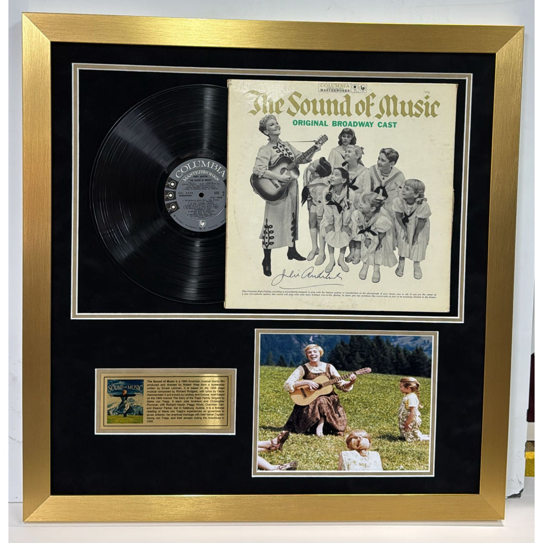 Julie Andrews "The Sound of Music" original LP signed with proof & museum quality frame 26x27