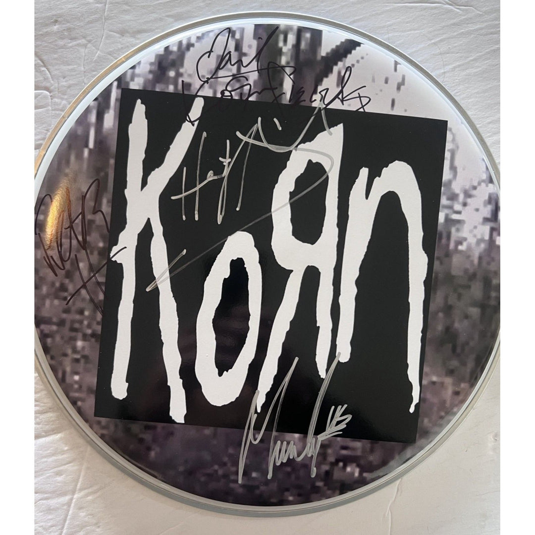 Korn Jonathan Davis Brian Welch James Shaffer 14-in one-of-a-kind drumhead signed Awesome Artifacts