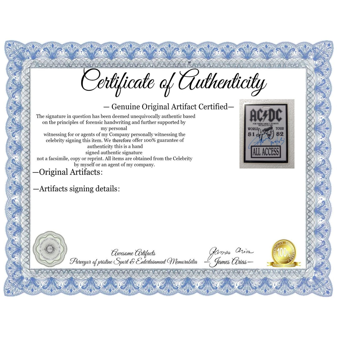 ACDC All Access vintage original tour pass signed by Angus Young