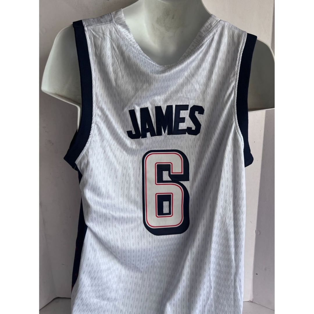 LeBron James, Stephen Curry, Kevin Durant, Anthony Edwards USA 2024 team signed Olympics jersey signed with proof