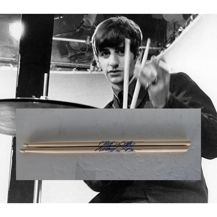 Ringo Starr The Beatles pair of drumsticks signed with proof