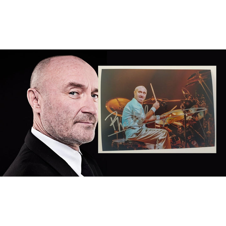 Phil Collins Genesis drummer 5x7 photo signed with proof