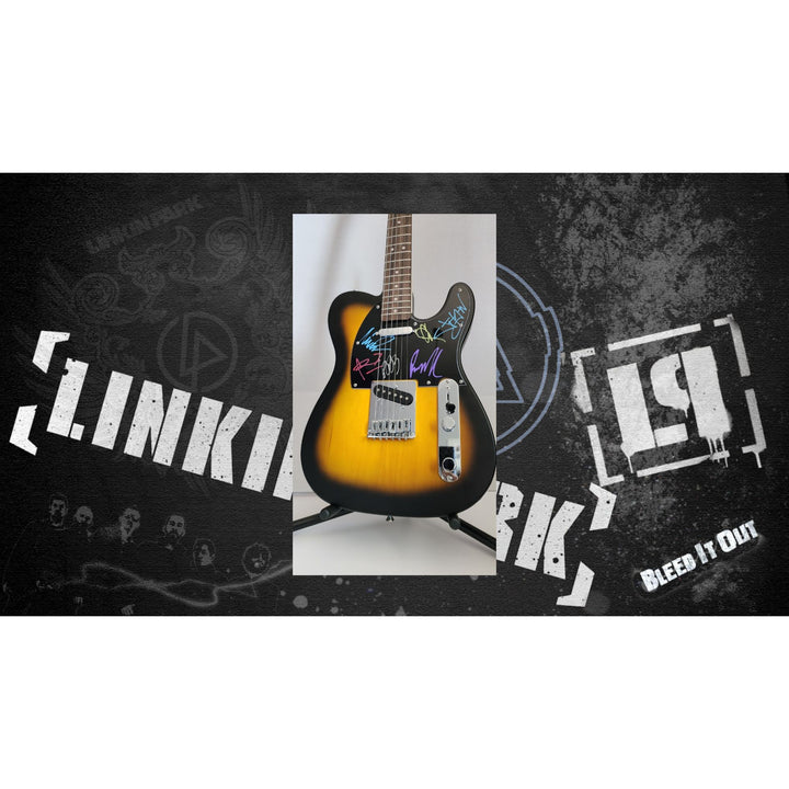 Chester B, Mike Shinoda, Brad Delson, Dave Farrell, Joe Hahn, Rob Bourdon Linkin Park authentic Fender telecaster electric guitar signed
