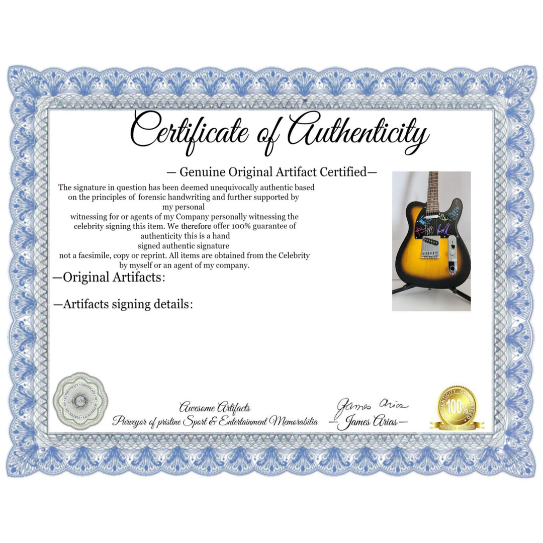 Chester B, Mike Shinoda, Brad Delson, Dave Farrell, Joe Hahn, Rob Bourdon Linkin Park authentic Fender telecaster electric guitar signed