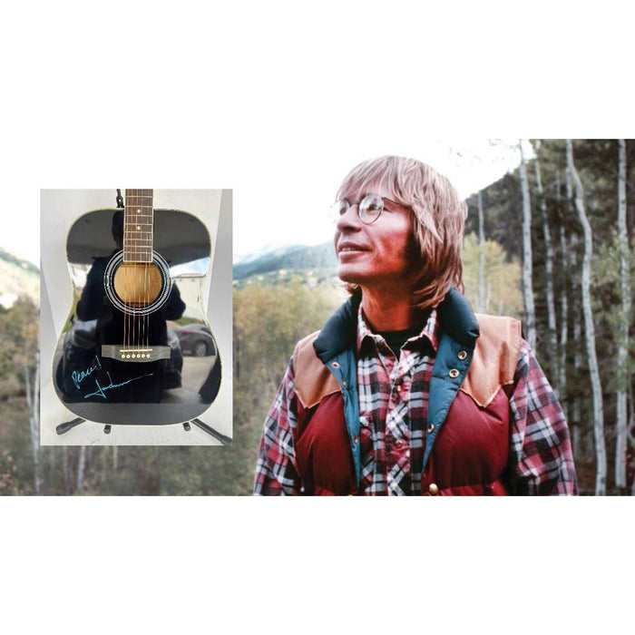 John Denver full size acoustic guitar signed with proof